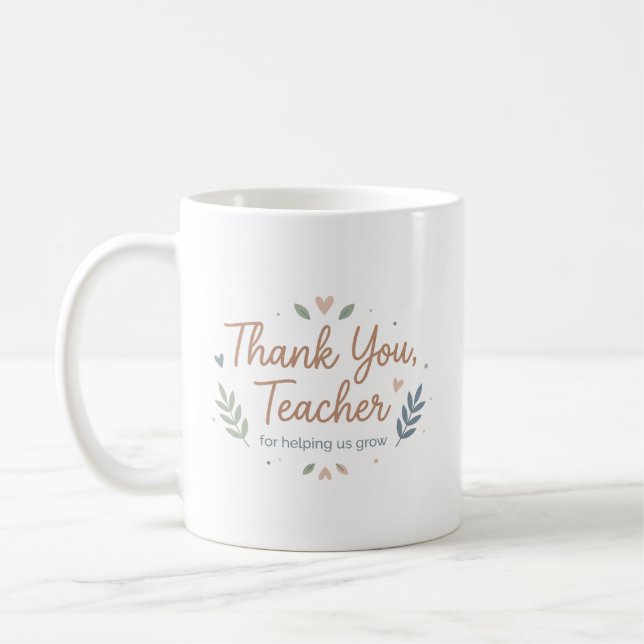Thank You Teacher for Helping Us Grow Kaffemugg (Vänster)