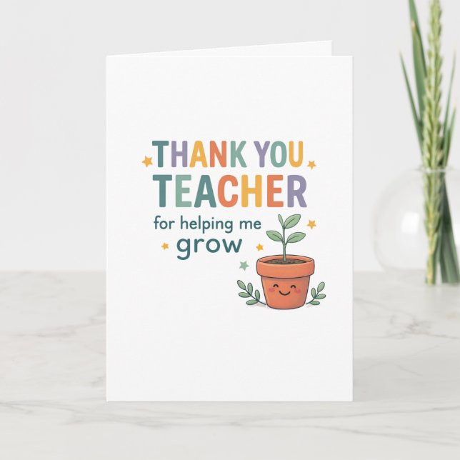 Thank You Teacher Grow Appreciation Kort (Framsida)