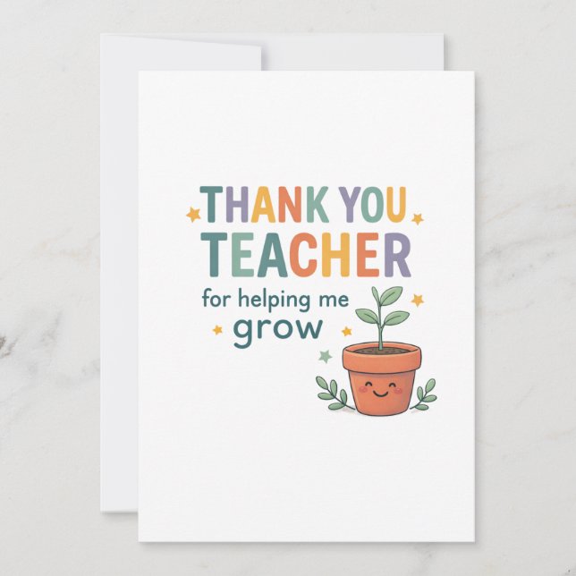 Thank You Teacher Grow Appreciation Kort (Framsida)