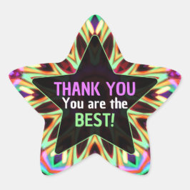 Thank You the Best Colorful Star Sticker Stjärnformat Klistermärke