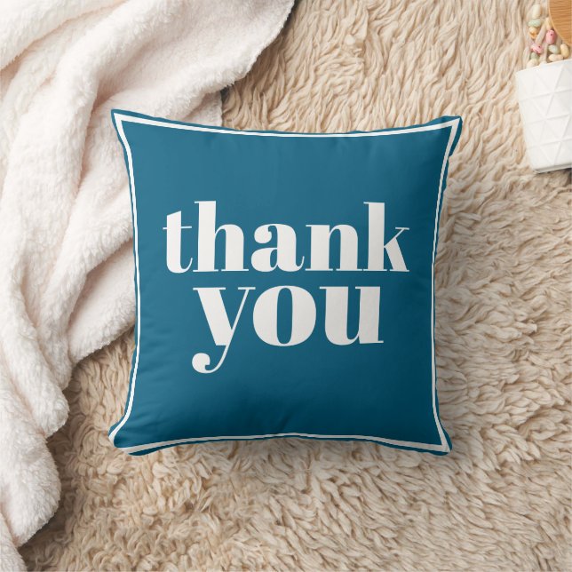 Thank You typography minimal blue  Kudde (Filt)