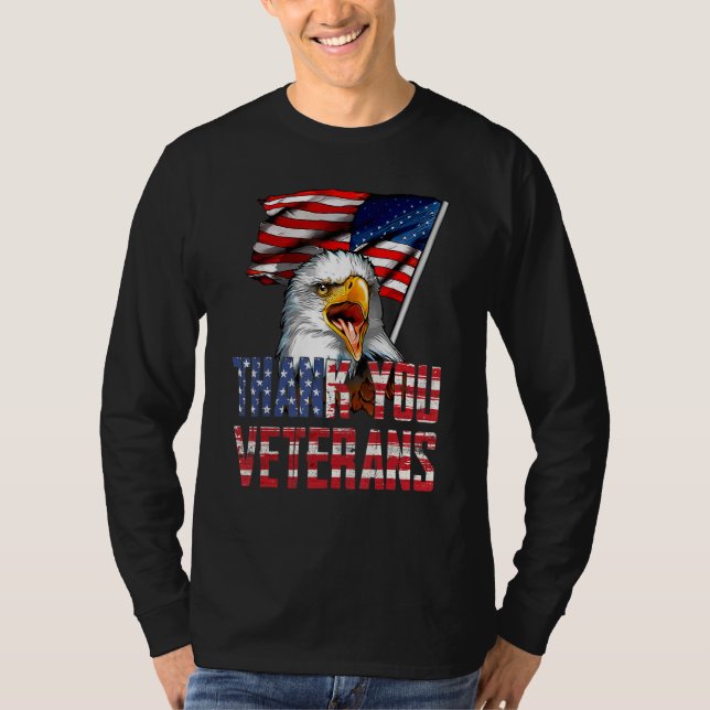 Thank You Veterans American Eagle US Flag for 4th  T Shirt (Framsida)