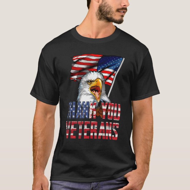 Thank You Veterans American Eagle US Flag for 4th  T Shirt (Framsida)