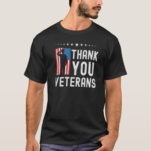 Thank You Veterans  American Flag Celebration T Shirt (Framsida)