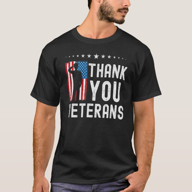 Thank You Veterans   American Flag Celebration T Shirt (Framsida)