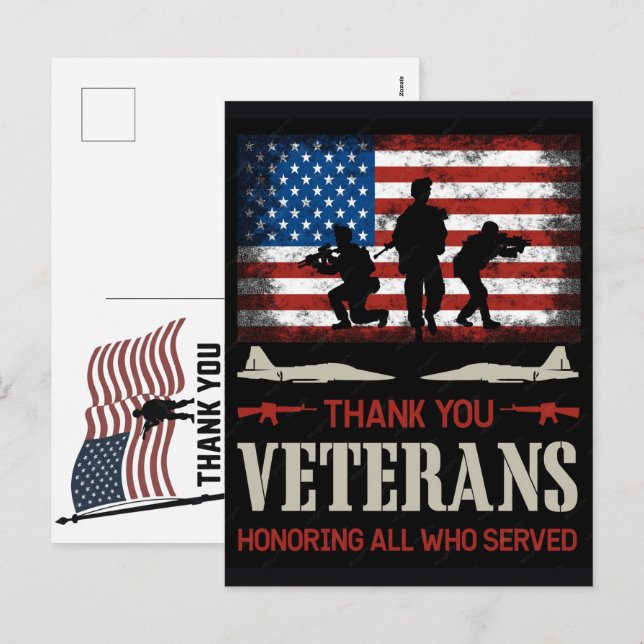 Thank You Veterans American Flag Memorial Day Helg Vykort (Fram/baksida)