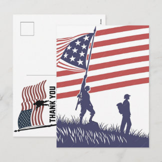 Thank You Veterans American Flag Memorial Day Helg Vykort