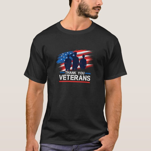 Thank You Veterans  American US Flag  Veterans Day T Shirt (Framsida)