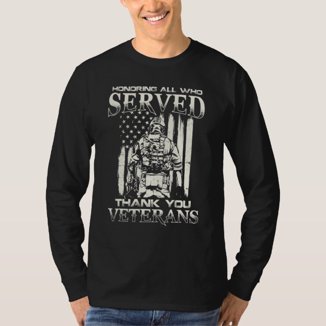 Thank You Veterans Honoring All Who Served T Shirt (Framsida)