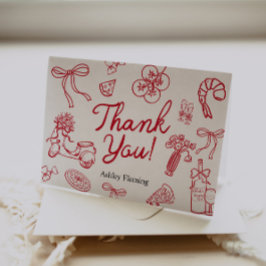 Thank You Whimsical Red Hand Draw Card  Tack Kort