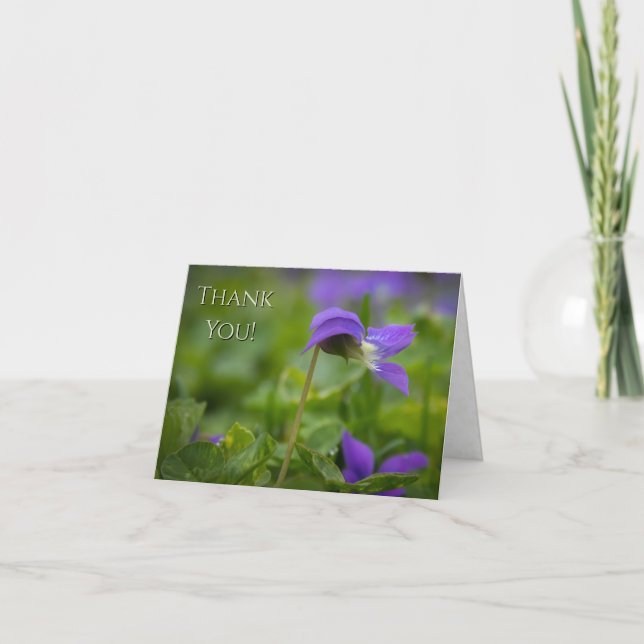 “Thank You!” Wild Violet Note Folded Greeting Card Kort (Framsida)