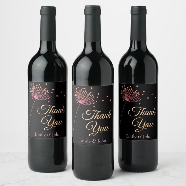 Thank you wine bottle favours vinflaska etikett (Flaskor)