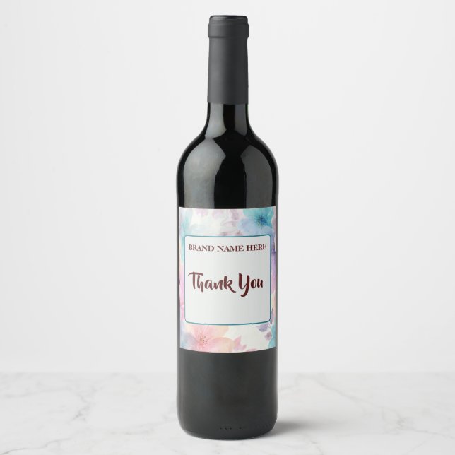 Thank You Wine Label – Elegant Appreciation Gift Vinflaska Etikett (Framsida)