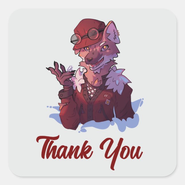 Thank you, wolf sticker fyrkantigt klistermärke (Framsida)