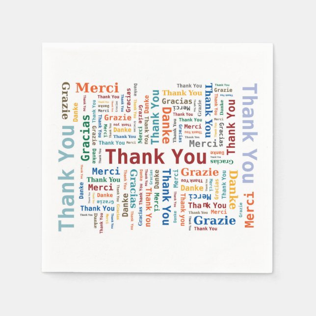 Thank You Word Cloud in 5 languages Pappersservett (Framsidan)
