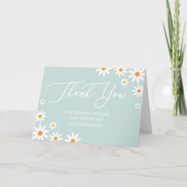 Thank yoy card boho Daisy mint Tack Kort (Framsida)