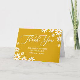Thank yoy card boho Daisy mustard Tack Kort