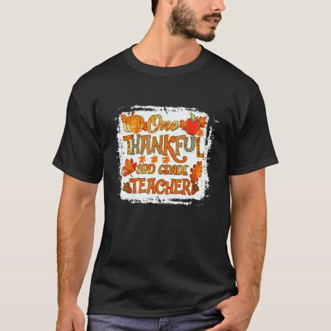 Thankful 3rd Grade Teacher Pumpkin Fall Leopard Th T Shirt (Framsida)