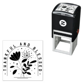 Thankful And Blessed Typography  Självfärgande Stämpel