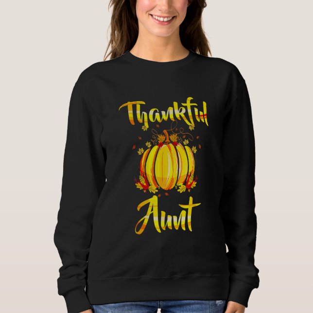 Thankful Aunt Pumpkin Halloween Thanksgiving Aunt T Shirt (Framsida)