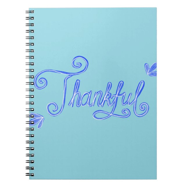 Thankful blue hand lettering anteckningsbok (Framsidan)