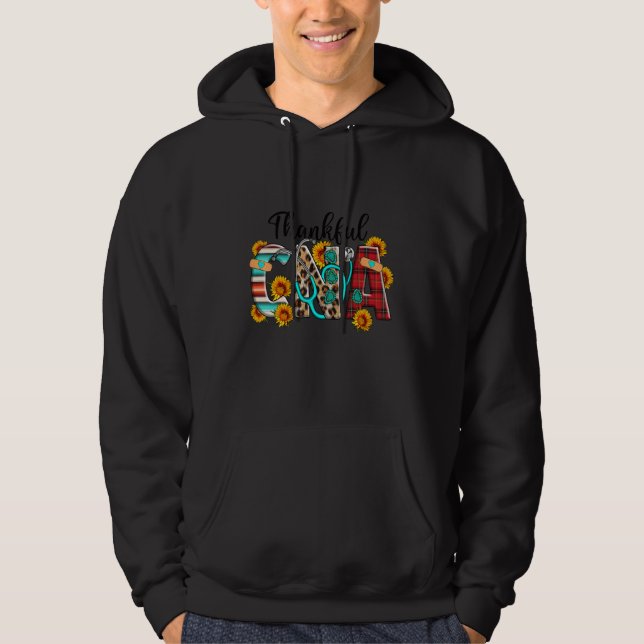 Thankful CNA Nurse Sunflowers Thanksgiving outfit  Hoodie (Framsida)