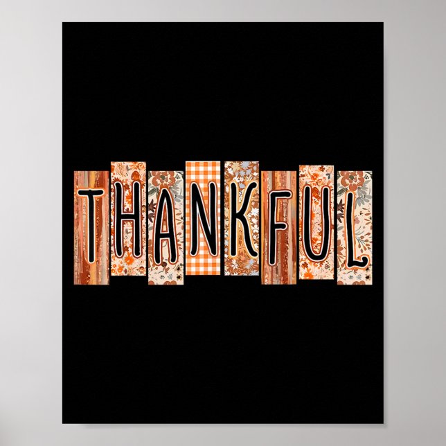 Thankful Coquette Bow Floral Cute Thanksgiving Aut Poster (Framsidan)