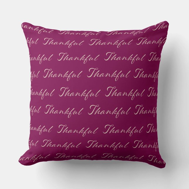 Thankful Elegant Script Pattern Burgundy  Kudde (Framsida)