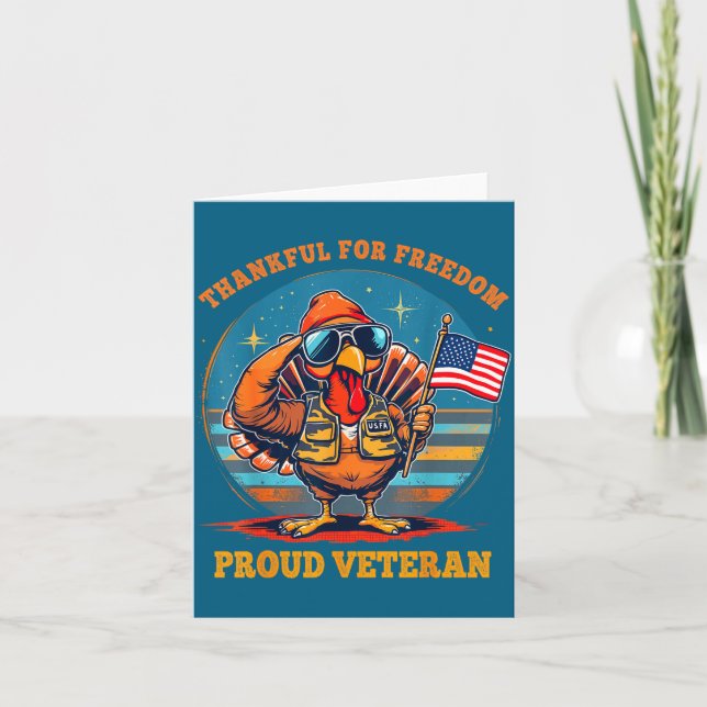 Thankful For Dom – Proud American Veteran Thanksgi Kort (Framsida)