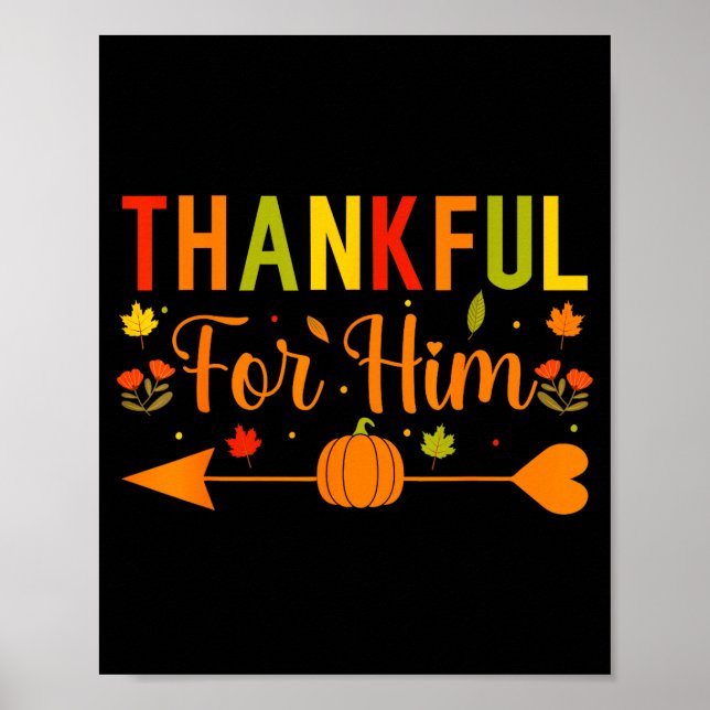 Thankful For Him Couples Fall Matching Couple Than Poster (Framsidan)