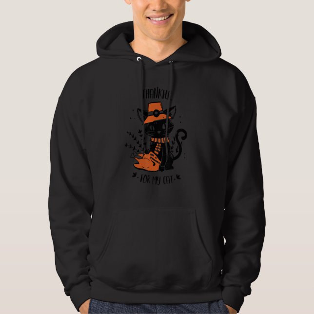 Thankful For My Cats Happy Thanksgiving Cat Hoodie (Framsida)