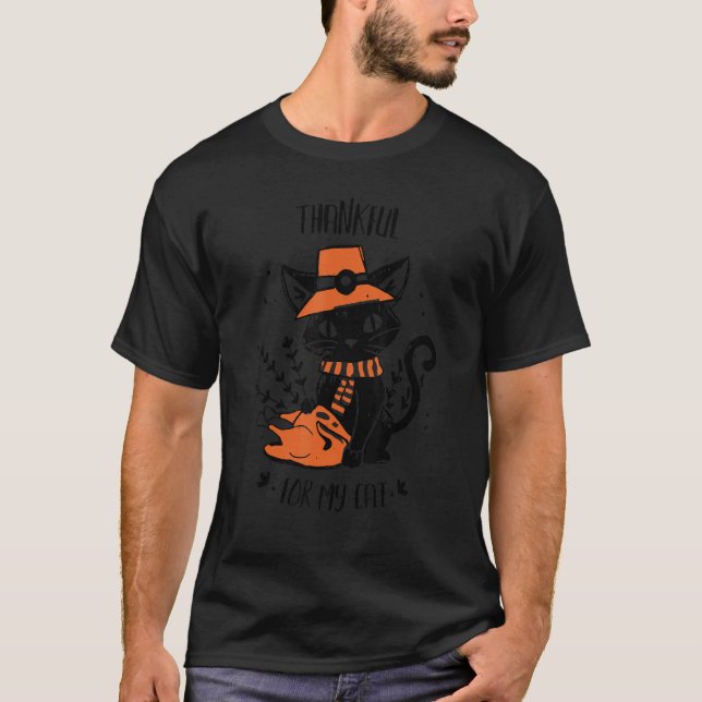 Thankful For My Cats Happy Thanksgiving Cat T Shirt (Framsida)