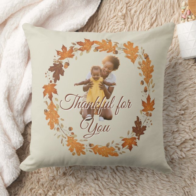 Thankful for You" Fall Photo Pillow Kudde (Filt)
