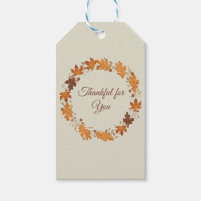 Thankful for You Fall Thank You Cards Presentetikett (Framsidan)