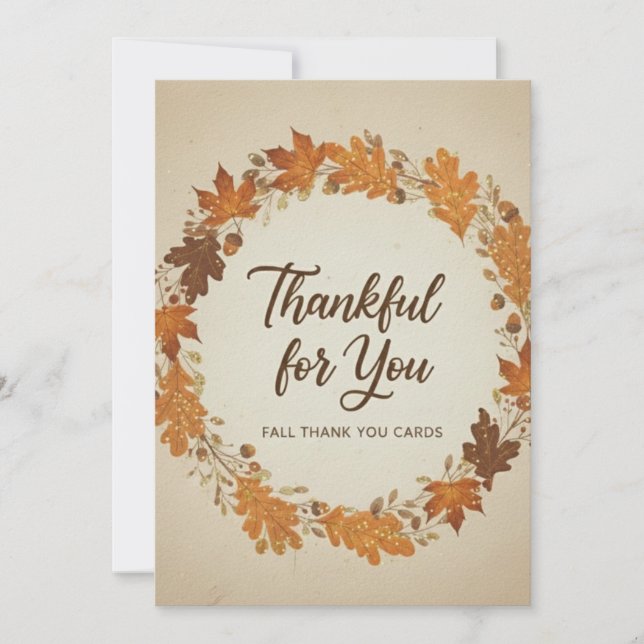 Thankful for You Fall Thank You Cards Tack Kort (Framsida)