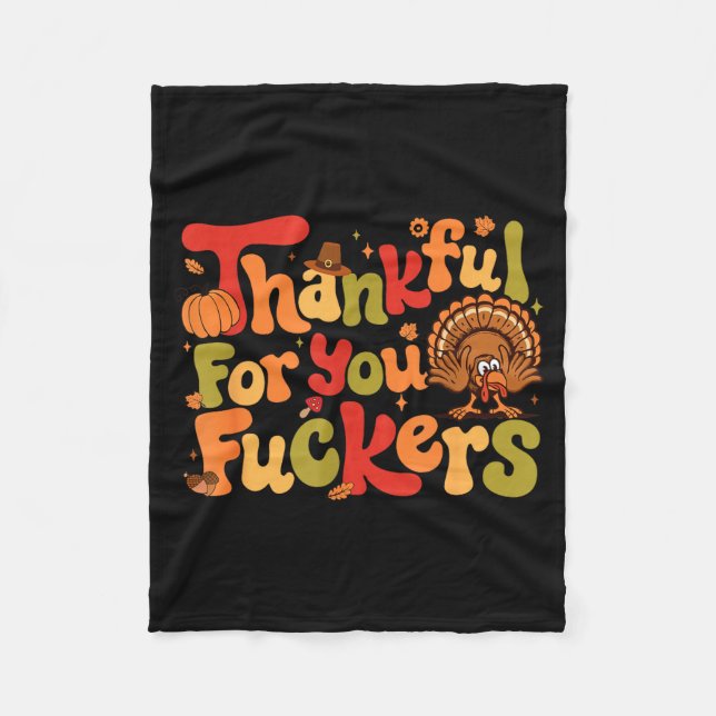 Thankful For You Forers Funny Thanksgiving Turkey  Fleecefilt (Framsidan)