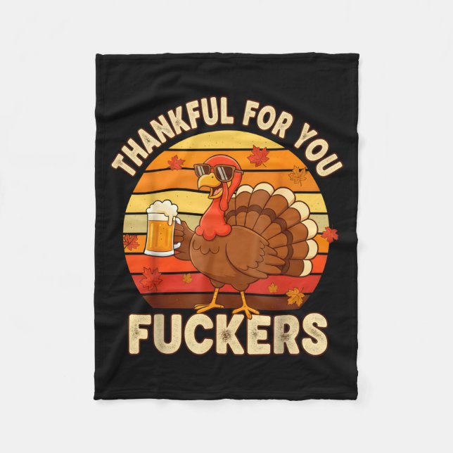 Thankful For You Forers Thanksgiving Happy Turkey  Fleecefilt (Framsidan)