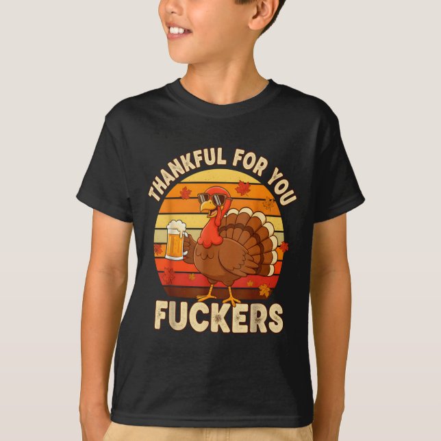Thankful For You Forers Thanksgiving Happy Turkey  T Shirt (Framsida)