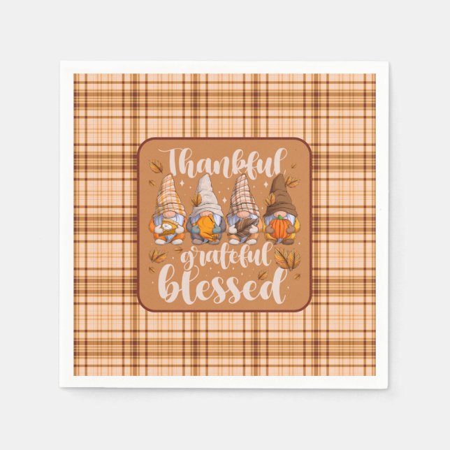 Thankful Gnomes – Autumn Blessings Pappersservett (Framsidan)