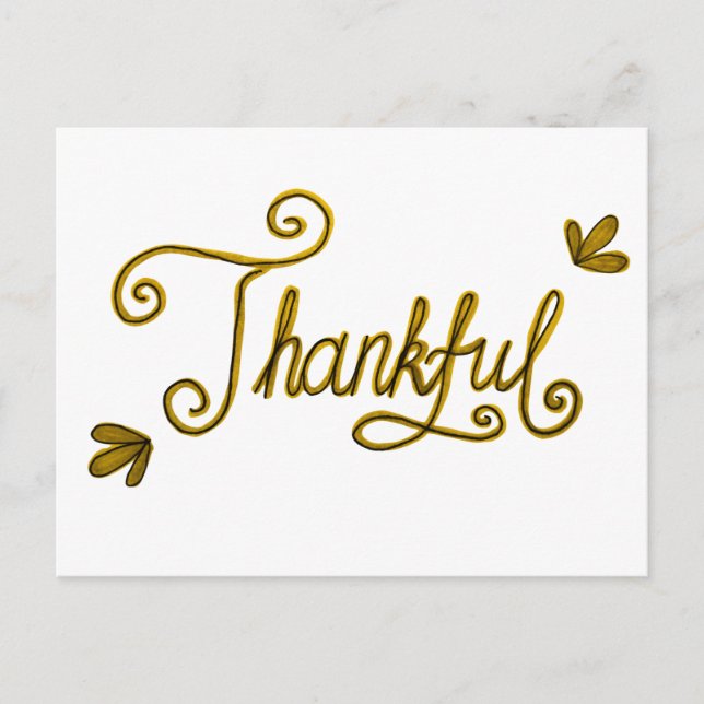 Thankful gold lettering vykort (Framsida)