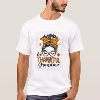 Thankful Grandma Messy Bun T Shirt