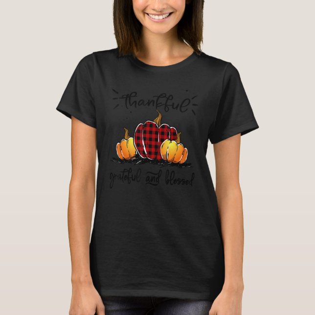 Thankful Grateful And Blessed Pumpkin Fall Leopard T Shirt (Framsida)