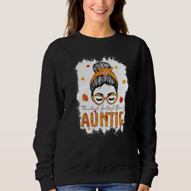 Thankful Grateful Blessed Auntie Pumpkins Messy Bu T Shirt (Framsida)