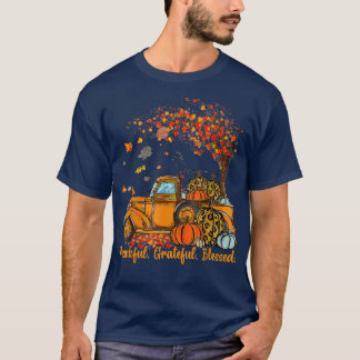Thankful Grateful Blessed Autumn Truck Falling Lea T Shirt