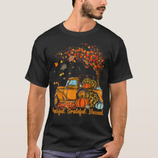 Thankful Grateful Blessed Autumn Truck Falling Lea T Shirt