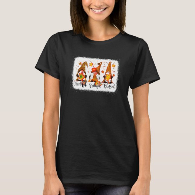 Thankful Grateful Blessed Fall Gnomes Autumn Thank T Shirt (Framsida)