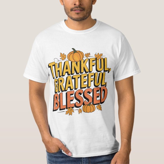 Thankful Grateful Blessed Fall T-shirt Design (Framsida)