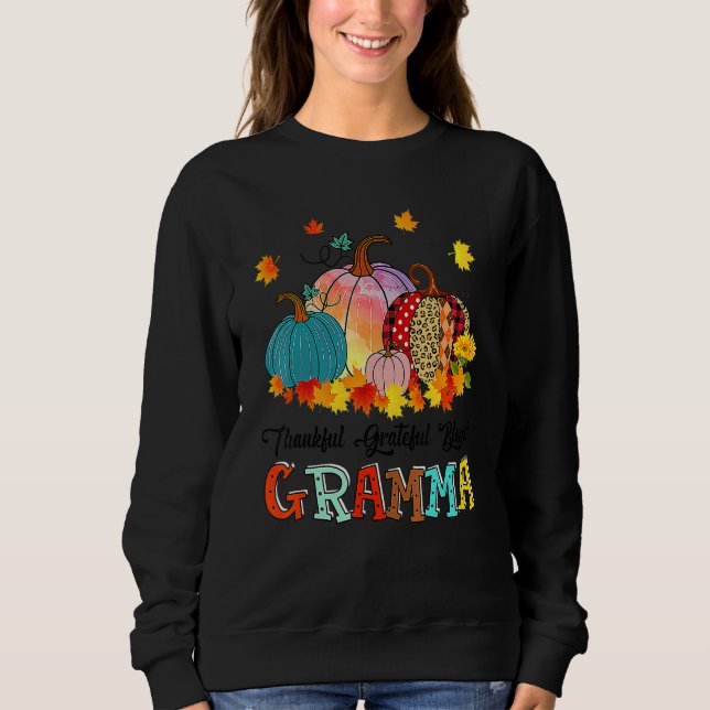 Thankful Grateful Blessed Gramma Pumpkins Thanksgi T Shirt (Framsida)