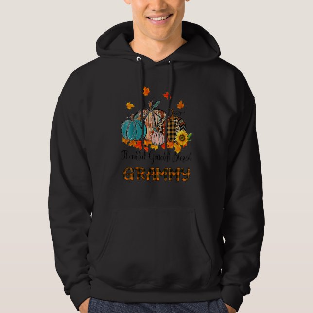 Thankful Grateful Blessed Grammy Pumpkins Thanksgi Hoodie (Framsida)