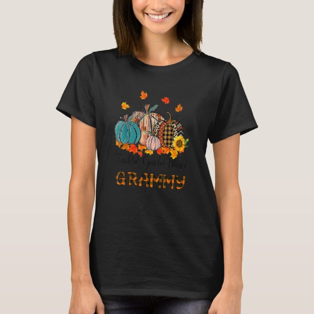 Thankful Grateful Blessed Grammy Pumpkins Thanksgi T Shirt (Framsida)